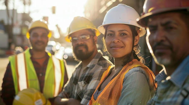 People with hard hats